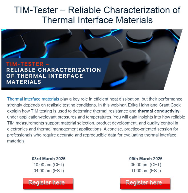 Webinar Gratuito: Caracterización Fiable de Materiales de Interfaz Térmica (TIM) 2 Webinar Gratuito: Caracterización Fiable de Materiales de Interfaz Térmica (TIM)